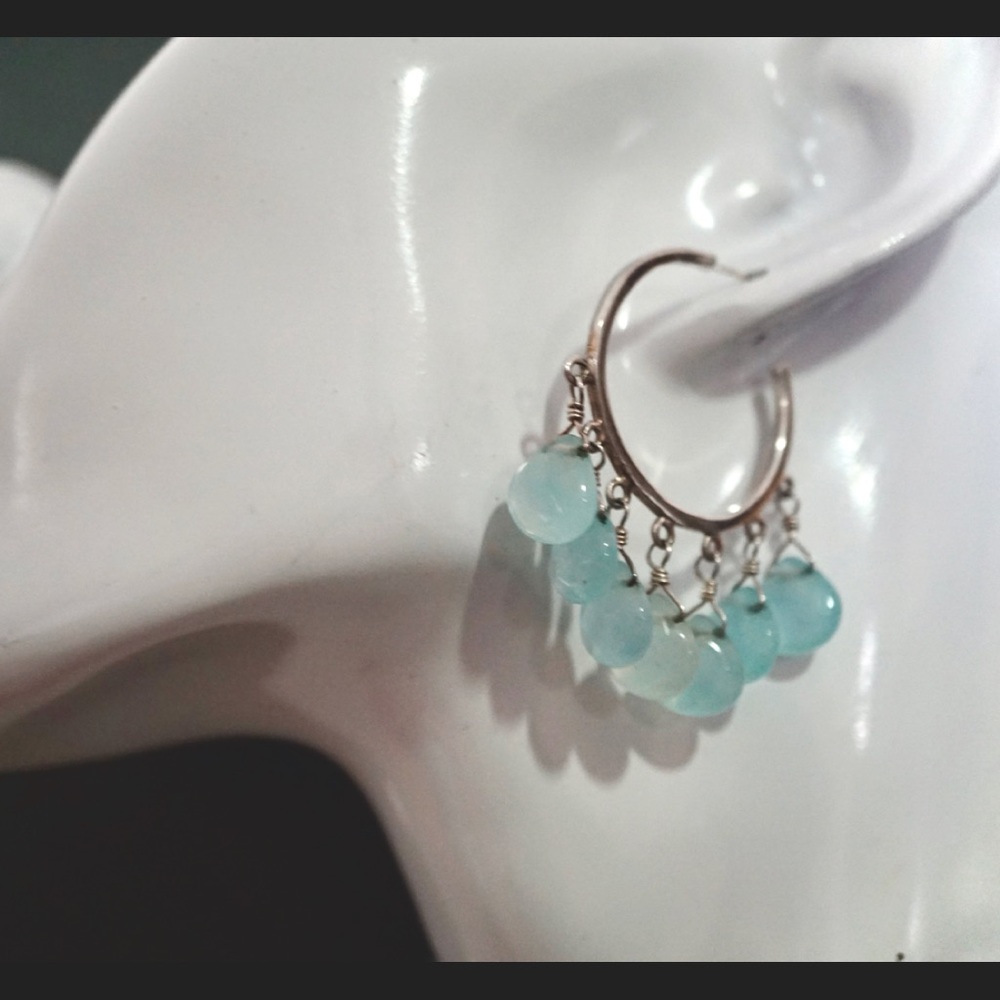 Sterling 20ct Genuine Aquamarine Earrings
